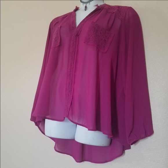 Torrid Orchid Chiffon & lace blouse - Picture 5 of 8